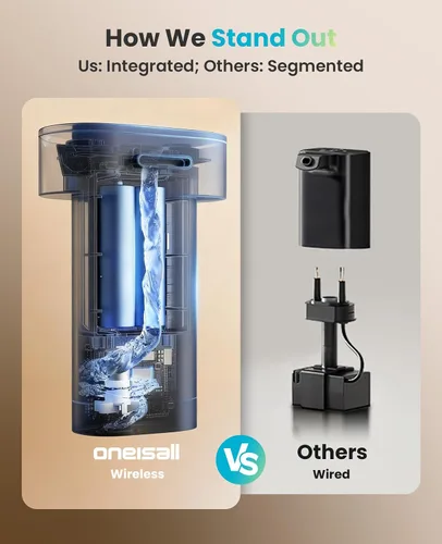 Vista 4 de oneisall Fuente de agua para gatos Bandeja de acero inoxidable: Fuente inalámbrica para mascotas de 108 oz/3.2L para gatos en interiores