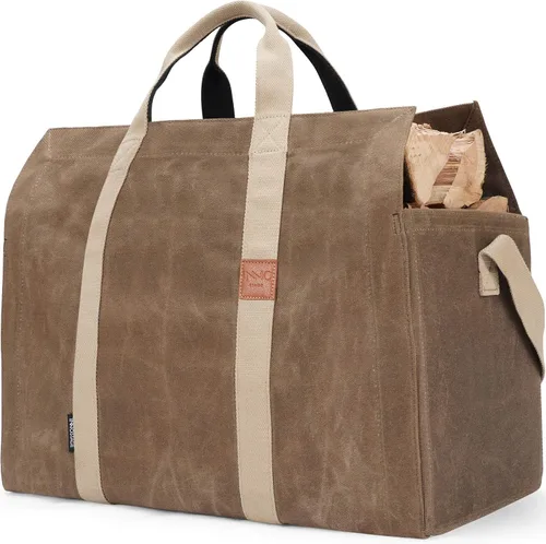 Vista 8 de INNO STAGE - Bolsa de lona encerada resistente para leña, tamaño grande, bolsa de almacenamiento para accesorios de chimenea y estufa de madera