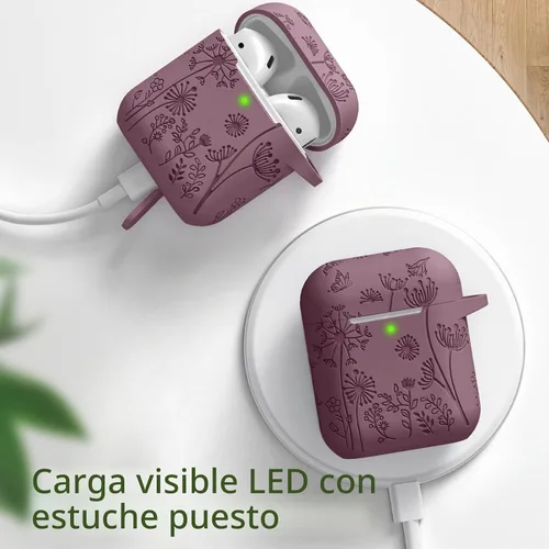 Vista 7 de Lerobo - Funda para AirPod de 2ª/1ª generación con llavero Malva ahumada