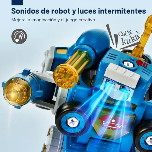 Vista 5 de CubicFun - Juguete de robot-vehículo para desmontar, 5 en 1, juguetes de construcción para niños de 5 años, multicolor 5 in 1 Take Apart Trucks