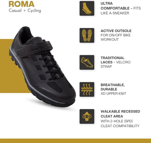 Vista 2 de Tommaso Zapatos de ciclismo para hombre, para interiores, para ciclismo y desplazamiento, para uso urbano, compatible con tacos SPD, cordones