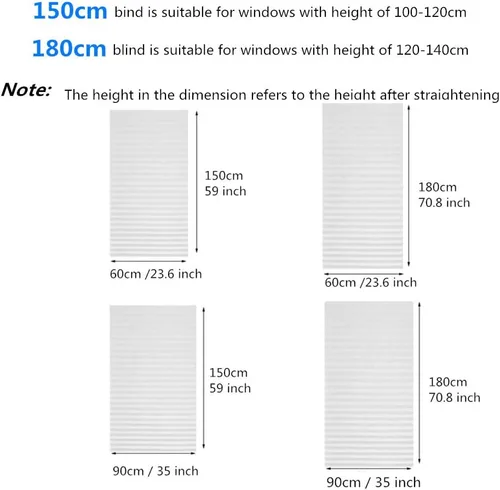 Vista 3 de Persianas Temporales para Ventanas sin Cordón, Persianas de Papel Plisado Autoadhesivas, Cortinas para Ventanas, Persianas Opacas para Ventanas