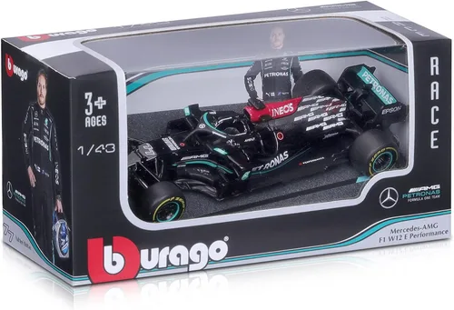 Vista 4 de Bburago B18-38038B 1:43 F1 Mercedes AMG W12 E-Performance BOTTAS, varios diseños