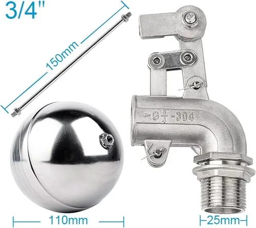 Vista 2 de Válvula, válvula de flotador, válvula de flotador de bola flotante de acero inoxidable, 1/2 pulgadas 3/4 pulgadas 1 pulgada 1-1/4 pulgadas tanque