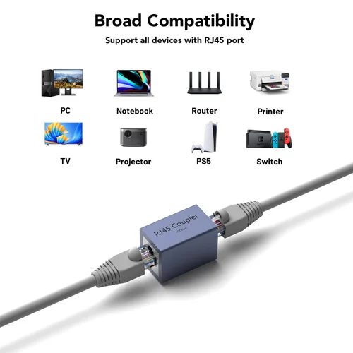 Vista 4 de Dingsun Acoplador RJ45, extensor Ethernet de 10 Gbps hembra a hembra acoplador Ethernet para CAat8/Cat7/Cat6/Cat6A/Cat5/Cat5e (paquete de 2)