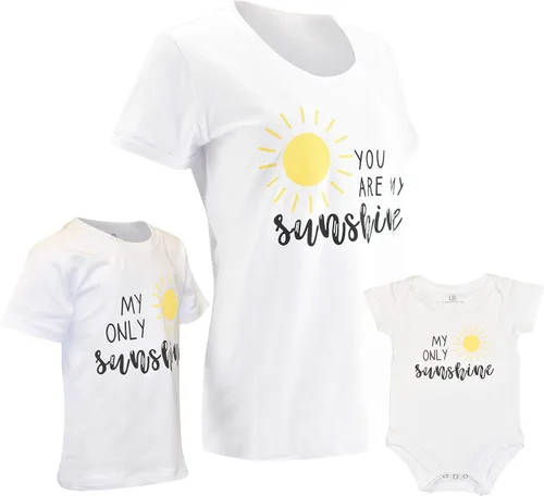 Vista 6 de Unique Baby Mommy and Me Camisas You are My Sunshine, Blanco