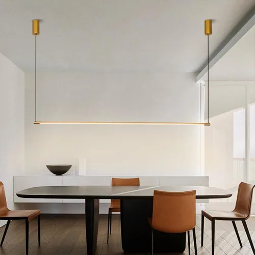 Vista 5 de Lámpara colgante lineal LED, moderna, ajustable, altura de suspensión, decoración interior, accesorio de iluminación de 3 modos de temperatura