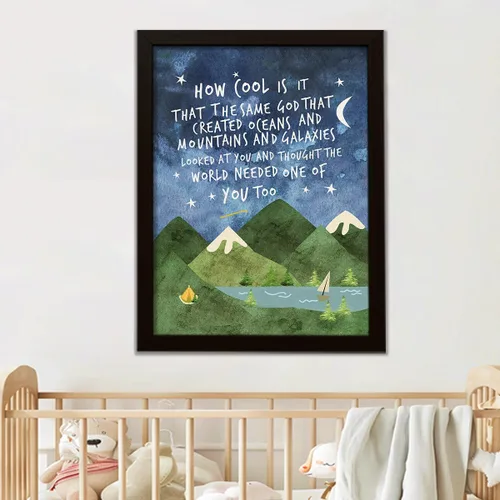 Vista 7 de Arte de pared de Same God Creation, How Cool is it that the Same God - Marco de lienzo impreso para decoración de pared de habitación de niños
