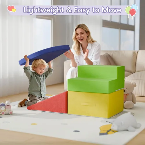 Vista 4 de 4 piezas de bloques de espuma para escalar para niños pequeños, gimnasio de escalada para bebés con espuma de ultra alta densidad para gatear