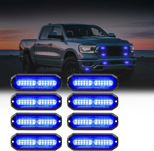 Vista 16 de WINECO Luces estroboscópicas LED ámbar para camiones, 8 piezas, 12 luces LED estroboscópicas intermitentes de montaje en superficie, kit de luces