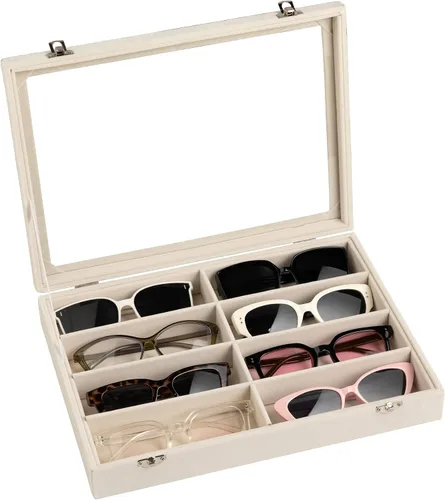 Vista 8 de Frebeauty 8-Slot Sunglass Organizer,Velvet Sunglass Holder for Drawer Beige