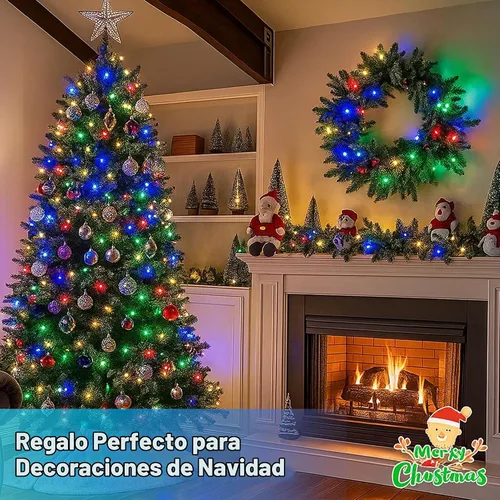 Vista 8 de Luces de Navidad de 800 LED y 264 pies, luces impermeables IP67 para árbol de Navidad con 8 modos, control remoto, 3 temporizadores y función