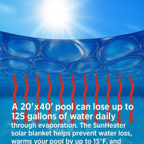 Vista 2 de SunHeater Manta Solar para Piscina - Cubierta Térmica Rectangular de Servicio Pesado con Burbujas - Calentador Solar de Piscina de Transferencia