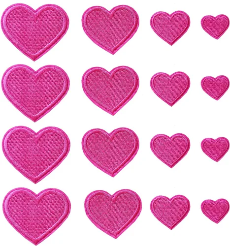 Vista 8 de 24 parches para planchar con corazón negro, parches bordados con corazón para ropa, chaquetas, sombreros, mochilas, jeans