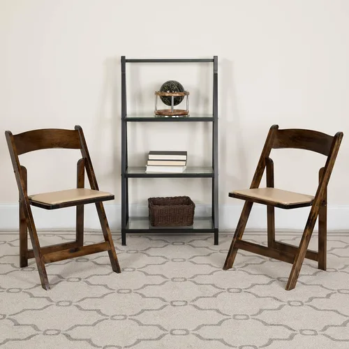 Vista 13 de EMMA + OLIVER Paquete de 2 sillas plegables de madera negra con asiento acolchado de vinilo Negro
