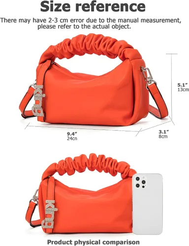 Vista 3 de KingTo Bolso pequeño de hombro para mujer, bolso de mano suave de diseñador en la nube, bolso cruzado ligero