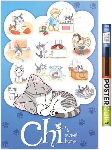 Vista 17 de Trends International Chi's Sweet Home - Póster de pared, 22.4 pulgadas de largo x 14.7 pulgadas, versión enmarcada en madera de granero