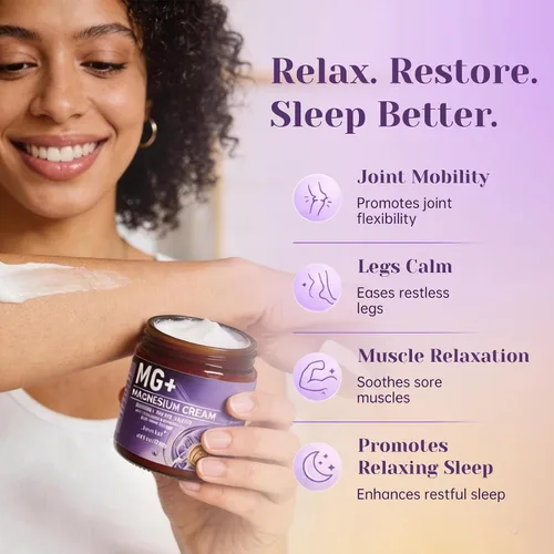 Vista 2 de Crema de magnesio para el sueño y la recuperación muscular: 4.23 onzas de crema tópica de absorción rápida con aceite de lavanda y jojoba, alivia