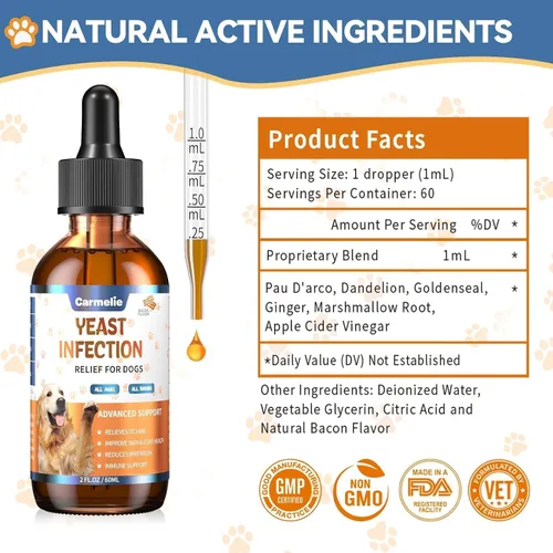 Vista 8 de Alivio natural de levadura para perros, apoya el alivio saludable de la picazón, cuidado para el malestar de las orejas del perro, alivio de picazón