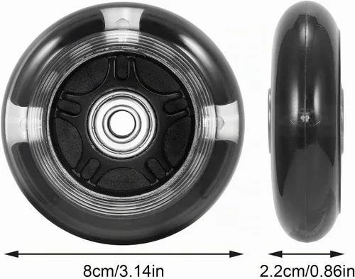 Vista 2 de Ruedas de repuesto para scooter, rueda de flash LED de 3.150 in, mini ruedas de patinaje para microscooter, luces traseras ABEC-7 de 3.150 in
