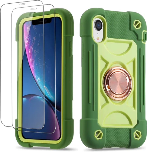 Vista 67 de Funda para iPhone Se3/iPhone Se2, iPhone 6/6S, iPhone 7/iPhone 8 de 4.7 pulgadas con soporte de anillo, con 2 protectores de pantalla resistentes
