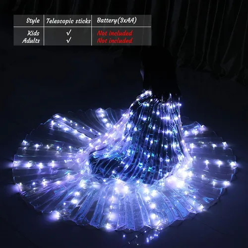 Vista 3 de Alas de hadas LED iluminadas para niños y adultos, alas de mariposa multicolor brillantes para fiestas y eventos encantadores