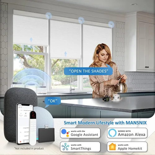 Vista 3 de Persianas motorizadas inteligentes con control remoto, persianas enrollables automáticas sin taladro, persianas eléctricas opacas para ventanas
