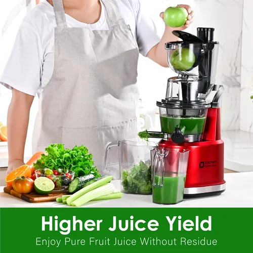 Vista 6 de Exprimidores de prensado en frío, máquina de exprimidores de masticación lenta, canal de alimentación grande y ancho de 3.26 pulgadas para frutas