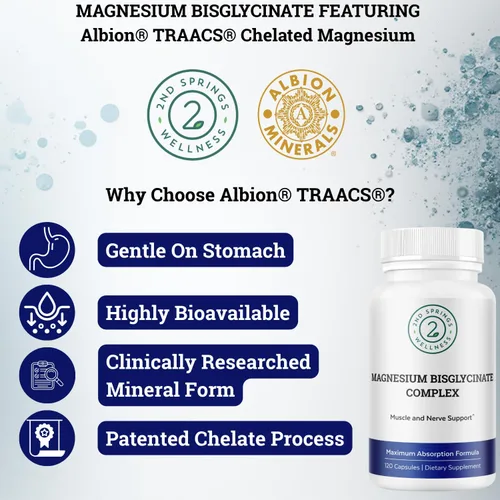 Vista 5 de Complejo de bisglicinato de magnesio 400 mg Suplemento Albion TRAACS Quelado, máxima absorción, suave para el estómago, altamente biodisponible