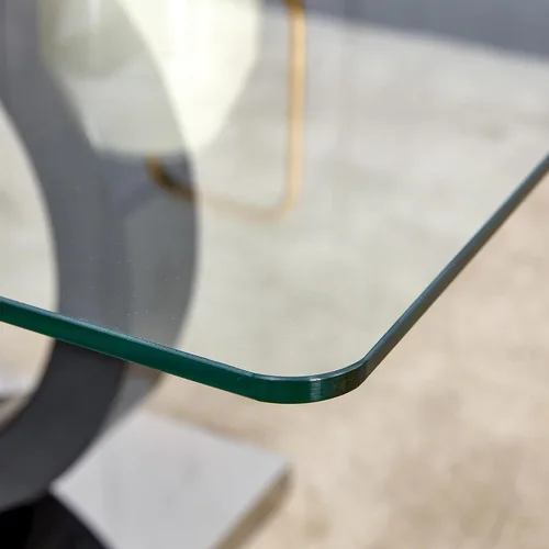 Vista 7 de Mesa de centro de cristal para sala de estar, mesa moderna de vidrio templado y patas de MDF, pequeña mesa de centro moderna (negro, estilo 1)