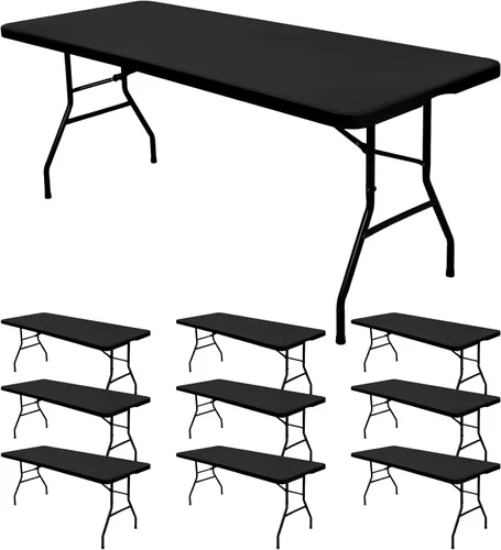 Vista 12 de 6 Pack de Manteles Ajustados para Mesas Rectangulares de 8 Pies, Cubierta de Mesa Aqua Azul Elástica para Picnic al Aire Libre, Paños de Mesa