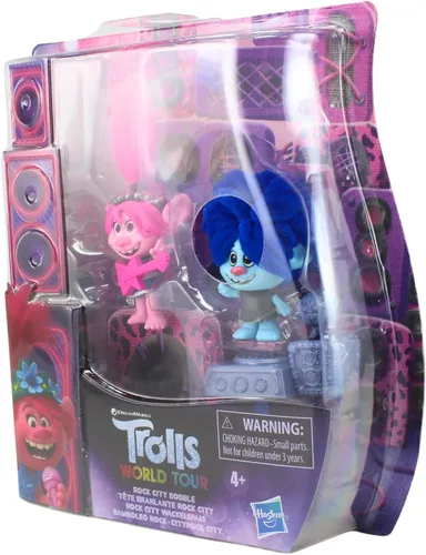 Vista 6 de DreamWorks Trolls World Tour Rock City Bobble con 2 figuras, 1 con base Bobble Action Plus, juguete inspirado en The Movie Trolls World Tour