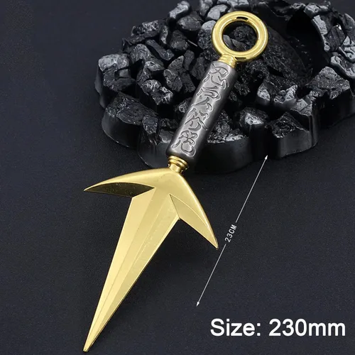 Vista 2 de FAYAIALO 9 pulgadas Minato Kunai Uzumaki Kakashi Namikaze kunai Metal Ninja Cosplay Modelo Llavero Colección