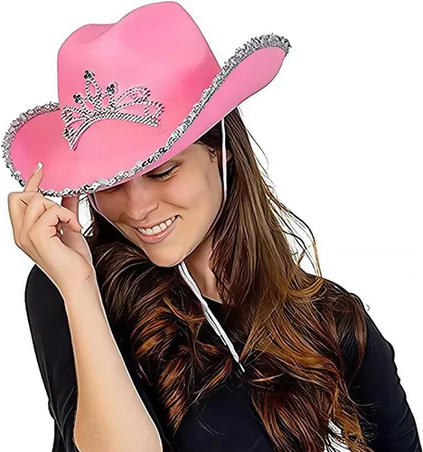 Vista 3 de Sombrero de vaquero con tiara intermitente (niñas), M, 1 paquete