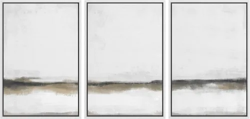 Vista 182 de SIGNFORD - Set de obras de arte en lienzo enmarcado para pared, ilustraciones abstractas de neblina del desierto en tonos neutros beige y marrón