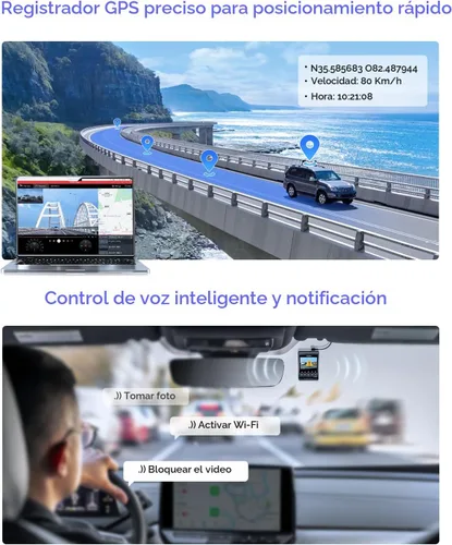 Vista 8 de VIOFO A329S 4K 60FPS Cámara de salpicadero delantera y trasera, cámara Dual de salpicadero 4K+2K para autos, modo de estacionamiento de ahorro