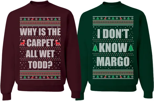 Vista 26 de Wild Bobby Why is The Carpet All Wet Todd Margo - Sudaderas con gráfico de Navidad para parejas