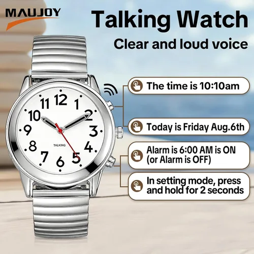Vista 4 de Atomic English Talking Watch Speaks Clear Time, Date, Alarm
