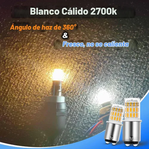 Vista 3 de Heifymi Bombilla BA15D 1142 de 12 voltios, blanco cálido, 2700K, 3W, 1004, 1076, 1130, 1176, LED, AC/DC, 12-24V, repuesto de bajo voltaje para luz