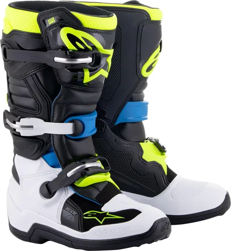 Vista 8 de Alpinestars Botas Tech 7S Unisex Juveniles Negro/Plata/Blanco/Oro