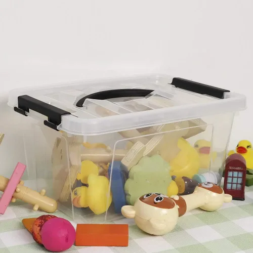 Vista 4 de Pekky Caja de almacenamiento de 6 cuartos de galón con asa y pestillo de diseño fresco, cubo organizador de juguetes pequeño, juego de 2