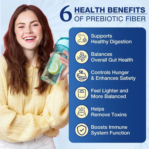 Vista 4 de Suplemento de fibra – Suplemento de fibra prebiótica en polvo, 0.18 oz de fibra soluble en polvo con acacia e inulina para la salud digestiva diaria