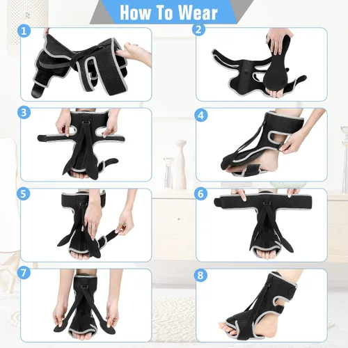 Vista 6 de Férula nocturna para fascitis plantar, férula nocturna ajustable para alivio de la fascitis plantar para mujeres y hombres, soporte de alivio