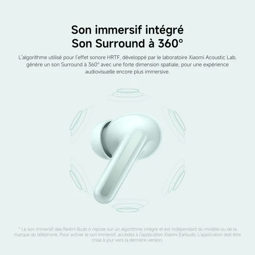 Vista 7 de XIAOMI Redmi Buds 6 (versión global) TWS auricular, auriculares con cancelación activa de ruido de 49 dB, sonido envolvente envolvente de 360 °