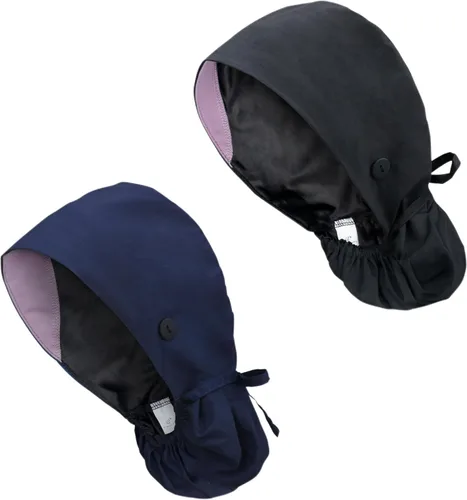 Vista 44 de Gorra médica con forro de satén con bolsillo para cola de caballo, gorro de enfermera médica de algodón con banda elástica para el sudor
