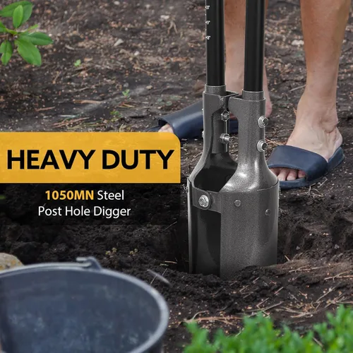 Vista 5 de Excavadora manual para postes de poste de alta resistencia, 58 pulgadas Long Fiberglass Handle with Scale,Sturdy Thick Carbon Steel Head,Non-slip