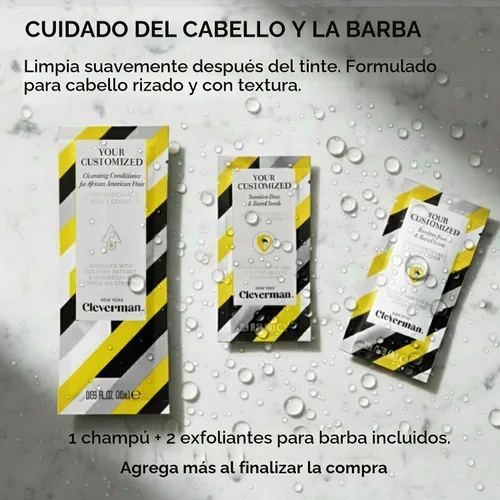 Vista 9 de Cleverman Tinte para cabello y barba para hombres negros, cobertura de canas, paquete 2X