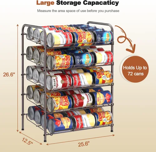 Vista 3 de MOOACE Organizador de latas, dispensador de almacenamiento de latas de 5 niveles con capacidad para hasta 60 latas, organizador de latas, ideal