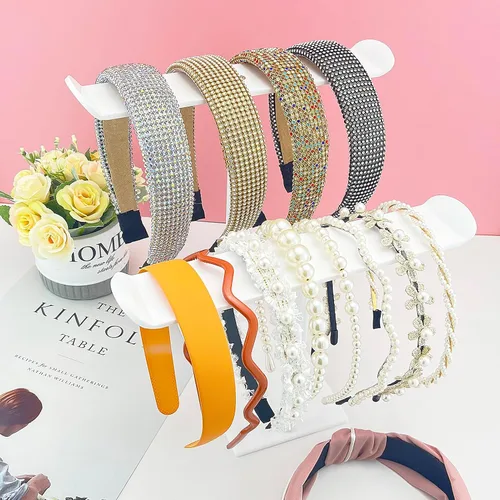 Vista 5 de Soporte para diadema, soporte organizador de diadema acrílica, almacenamiento de accesorios para el cabello (2 niveles y 2 paneles)