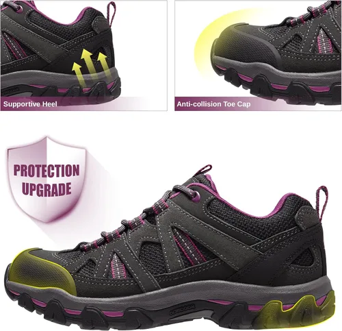 Vista 10 de CAMELSPORTS Zapatos de senderismo para mujer, transpirables, antideslizantes, ligeros, para exteriores, para senderismo, caminar